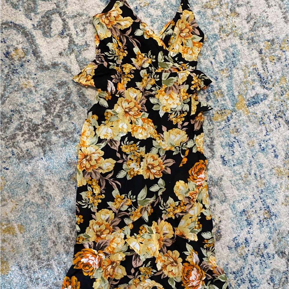 Floral Black Dress- Bardot